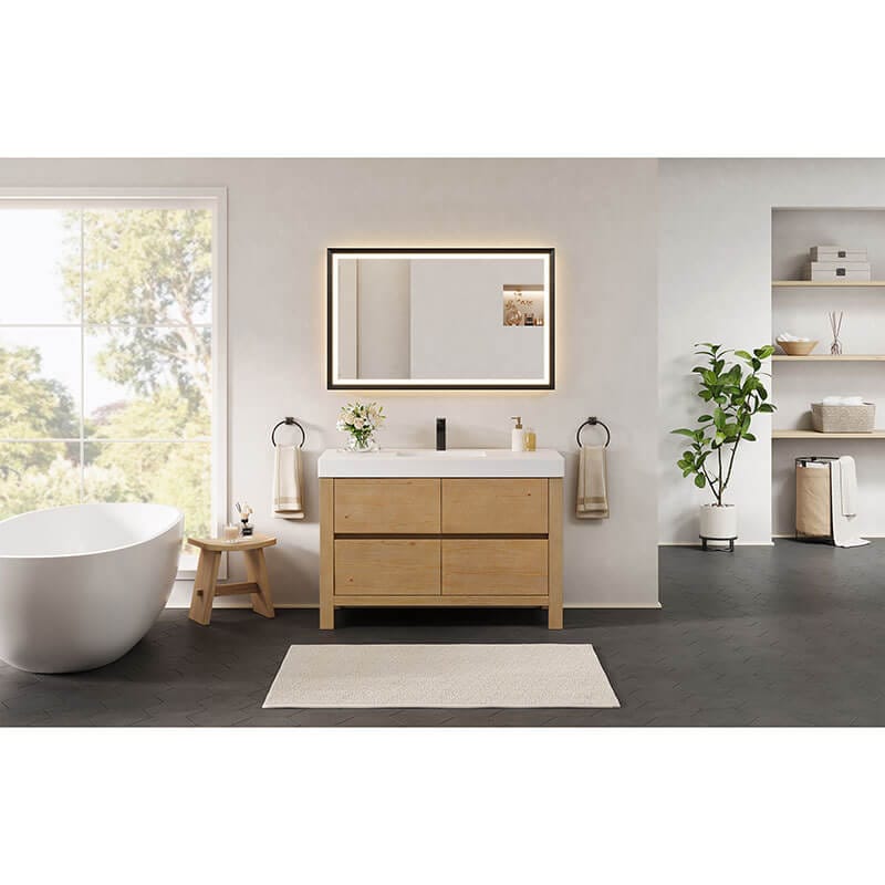 Cascadia 48 Single Bathroom Vanity with Top Weathered Fir Front View