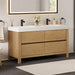 Cascadia 60 inch Double Bathroom Vanity with Top Weathered Fir Corner View