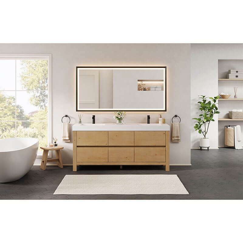 Cascadia 72 Double Bathroom Vanity with Top Weathered Fir Front View