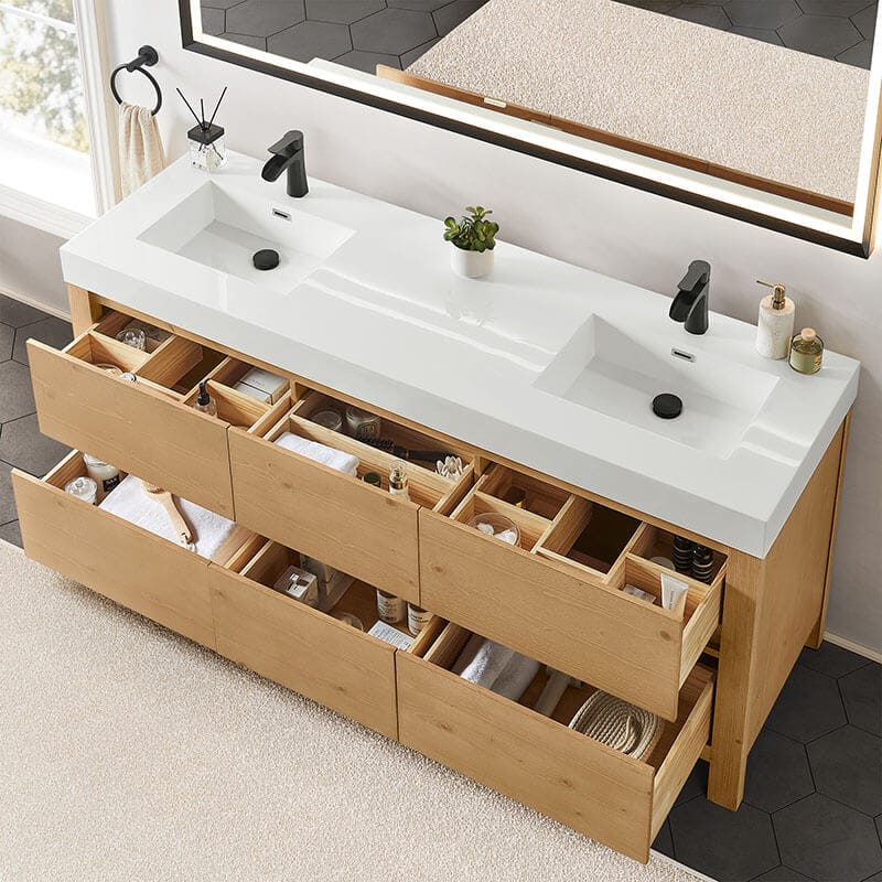 Cascadia 72 Double Bathroom Vanity with Top Weathered Fir