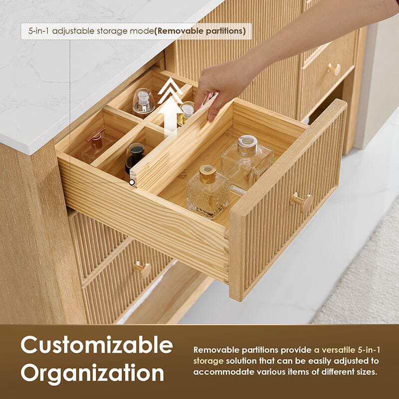 Cecil 36 Single Bathroom Vanity with Top White Oak Costumized Organization