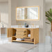 Cecil 60 inch Double Bathroom Vanity with Top White Oak Open Drawer