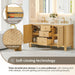 Cedar 60 inch Double Bathroom Vanity with Top Natural Wood Open Drawer Detail