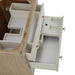 Celeste 36 Inch Single Vanity in Sunwashed Oak With Embossed Shagreen Middle and Top Drawer Open