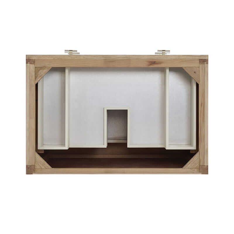 Celeste 36 Inch Single Vanity in Sunwashed Oak With Embossed Shagreen Top View