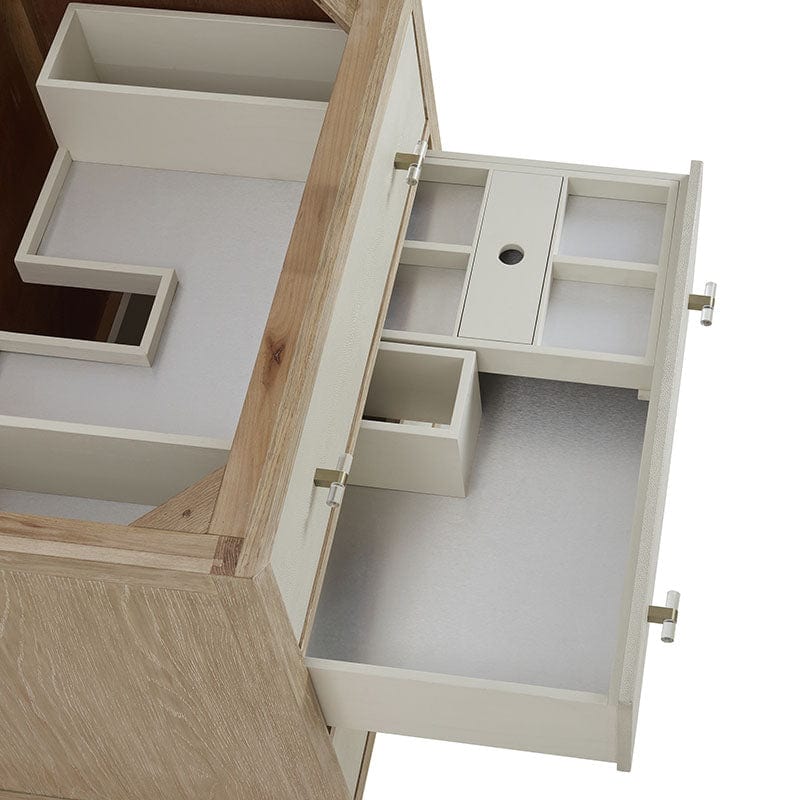 Celeste 36 Inches Single Vanity Sunwashed Oak With Embossed Shagreen Open Drawer