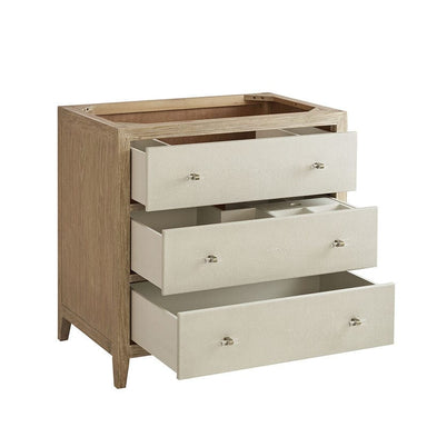 Celeste 36 Inches Single Vanity Sunwashed Oak With Embossed Shagreen Three Large Drawers