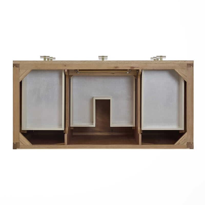 Celeste 48 Inch Single Vanity in Sunwashed Oak With Embossed Shagreen Top View