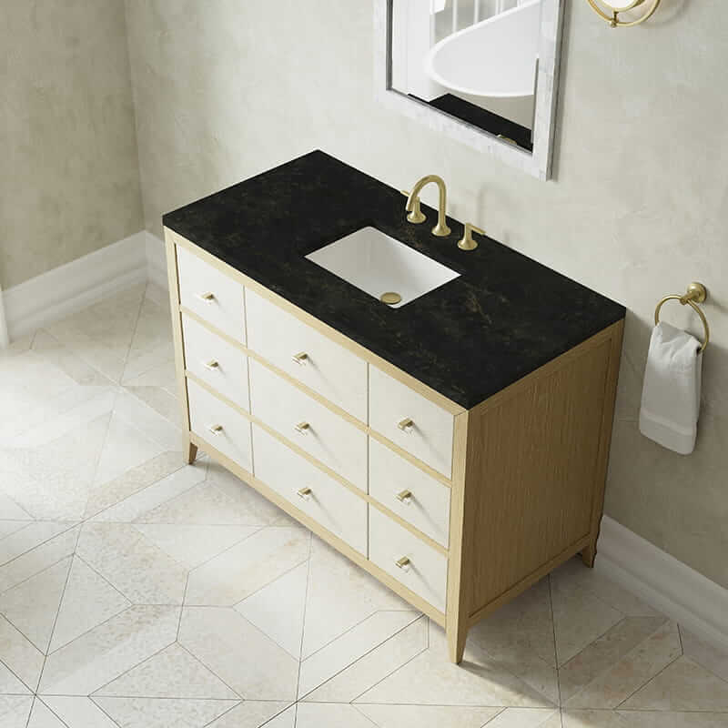 Celeste 48 Inch Single Vanity in Sunwashed Oak With Embossed Shagreen With Phantome Eclos Top