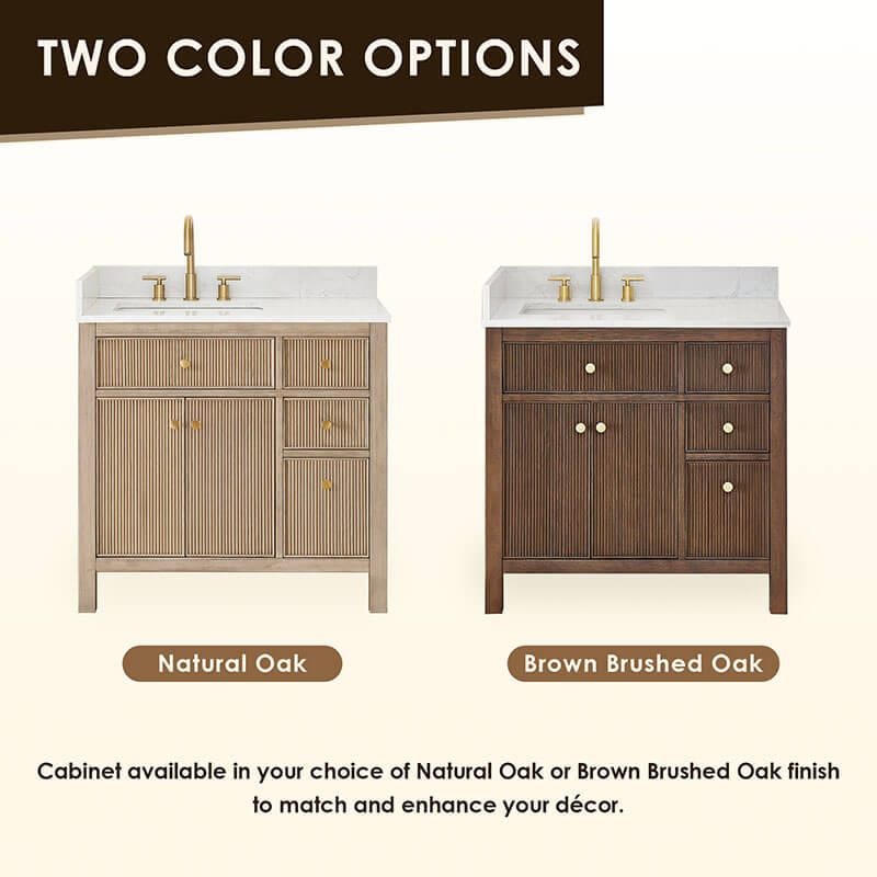 Cerrito 36 inch Single Bathroom Vanity with Top Natural Oak Color Options