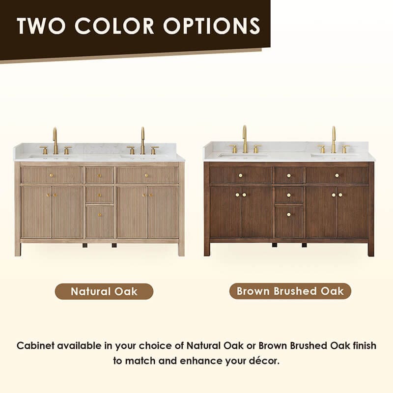 Cerrito 60 inch Double Bathroom Vanity with Top Natural Oak Color Options