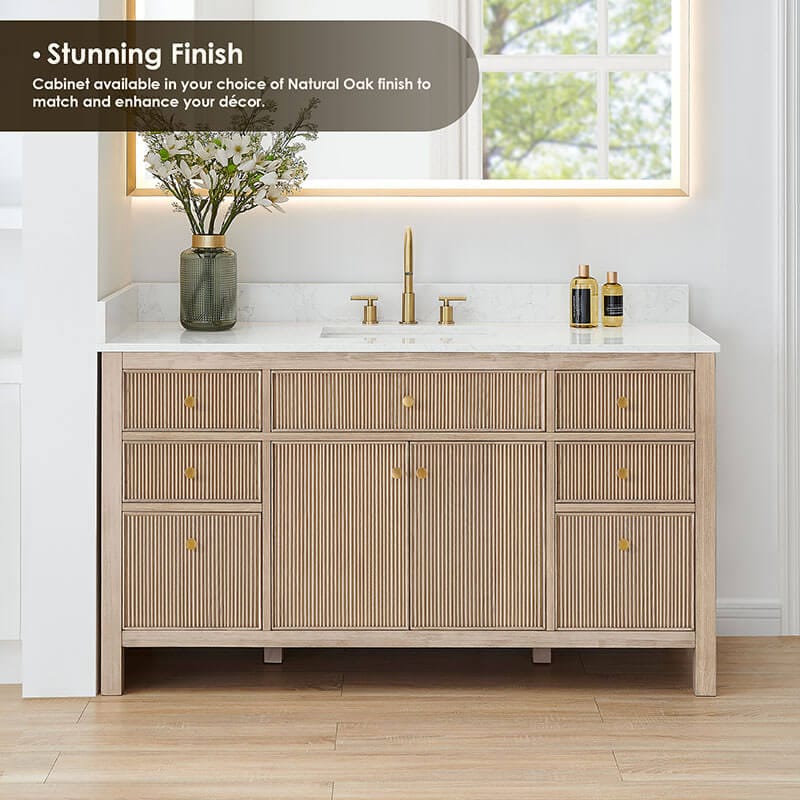 Cerrito 60 Single Bathroom Vanity With Top Natural Oak Stunning Finish