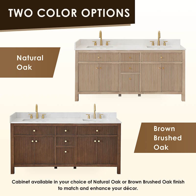 Cerrito 72 Double Bathroom Vanity with Top Natural Oak Color Options