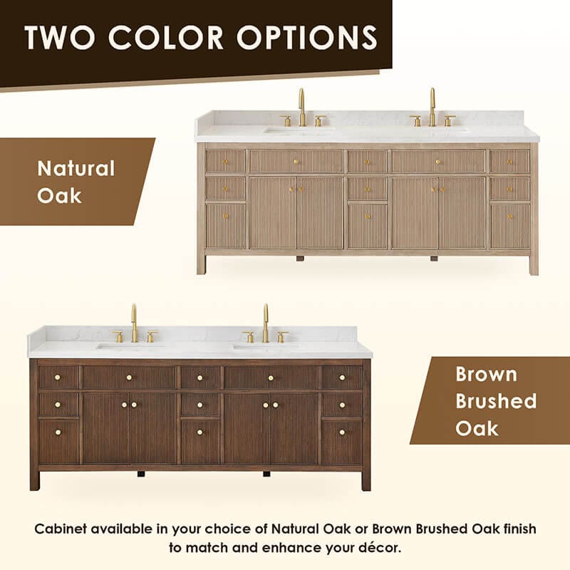 Cerrito 84 inch Double Bathroom Vanity with Top Natural Oak Color Options
