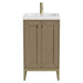 Chianti 20 Inch Single Vanity Walnut Whisper Champagne Brass White Glossy Composite Stone Top