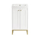 Chianti 20 Single Vanity Glossy White Champagne Brass With White Glossy Composite Stone Top