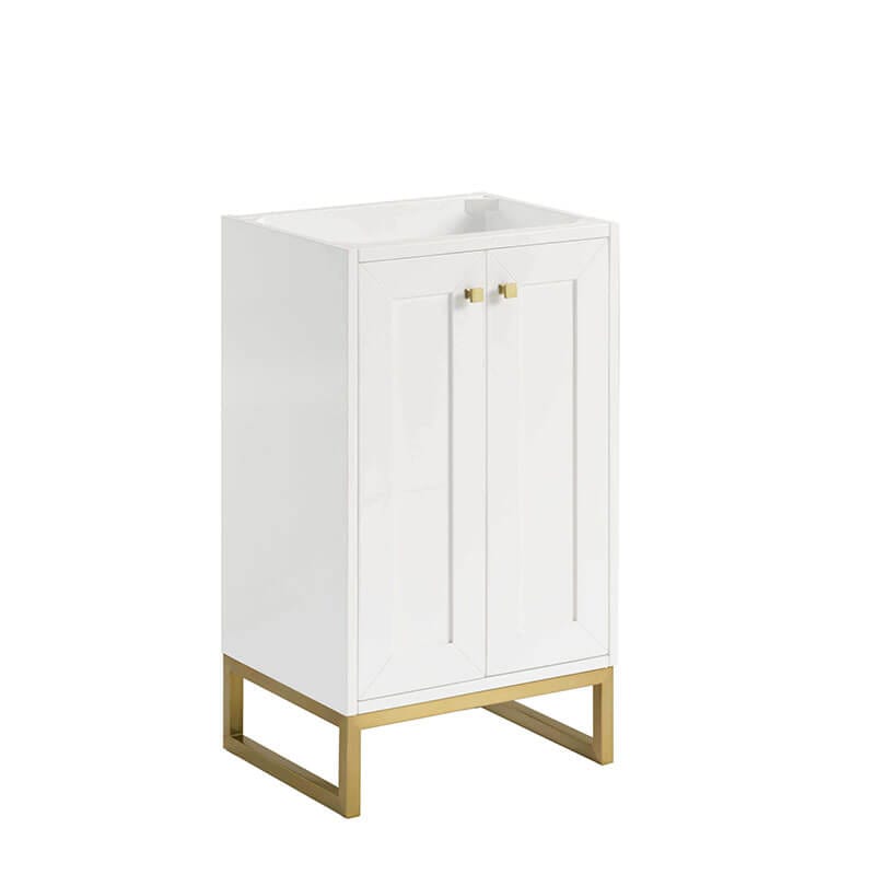 Chianti 20 Single Vanity Glossy White Champagne Brass