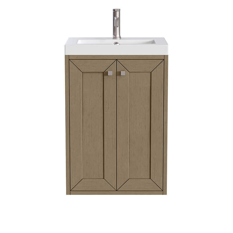 Chianti 20 Single Vanity Walnut Whisper With White Glossy Composite Stone Top
