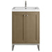 Chianti 24 Inch Single Vanity Walnut Whisper Brushed Nickel with White Glossy Composite Stone Top