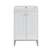 Chianti 24 Single Vanity Glossy White Brushed Nickel With White Glossy Composite Stone Top