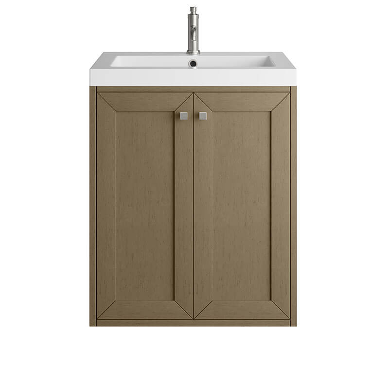 Chianti 24 Single Vanity Walnut Whisper With White Glossy Composite Stone Top