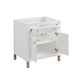 Chicago 30" Single Vanity in Glossy White Corner View Open Drawers