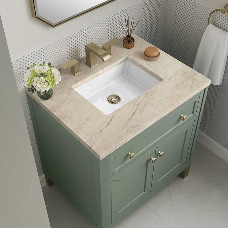 Chicago 30" Single Vanity in Smokey Celadon With Tajnar Eclos Top