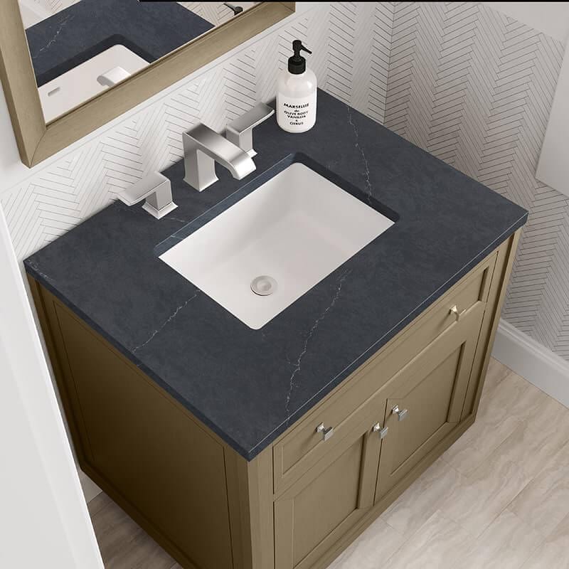 Chicago 30" Single Vanity in Walnut Whisper With Charcoal Soapstone Silestone Top