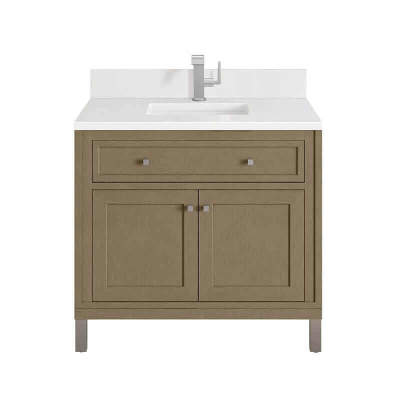 Chicago 36 Inch Single Vanity Walnut Whisper Front View