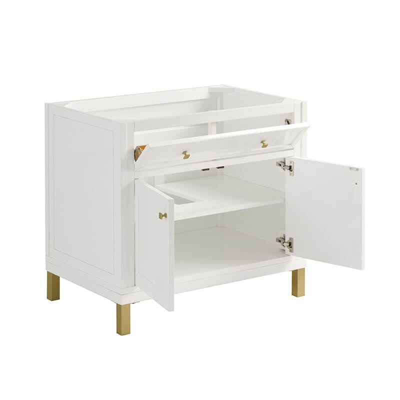 chicago 36" single vanity glossy white corner view