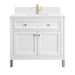 Chicago 36" Single Vanity Glossy White With Single Hole Faucet White Zeus Silestone Top Backsplash