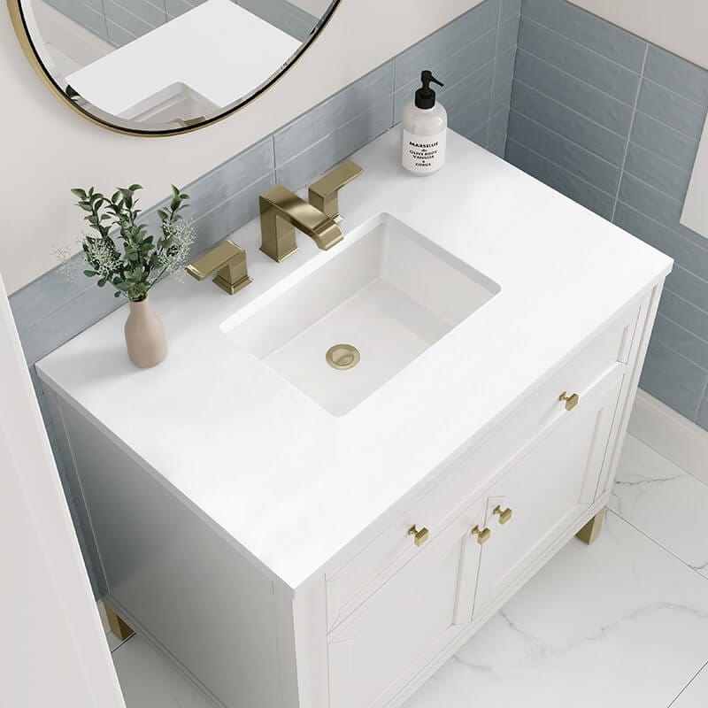 Chicago 36" Single Vanity Glossy White With White Zeus Silestone Top