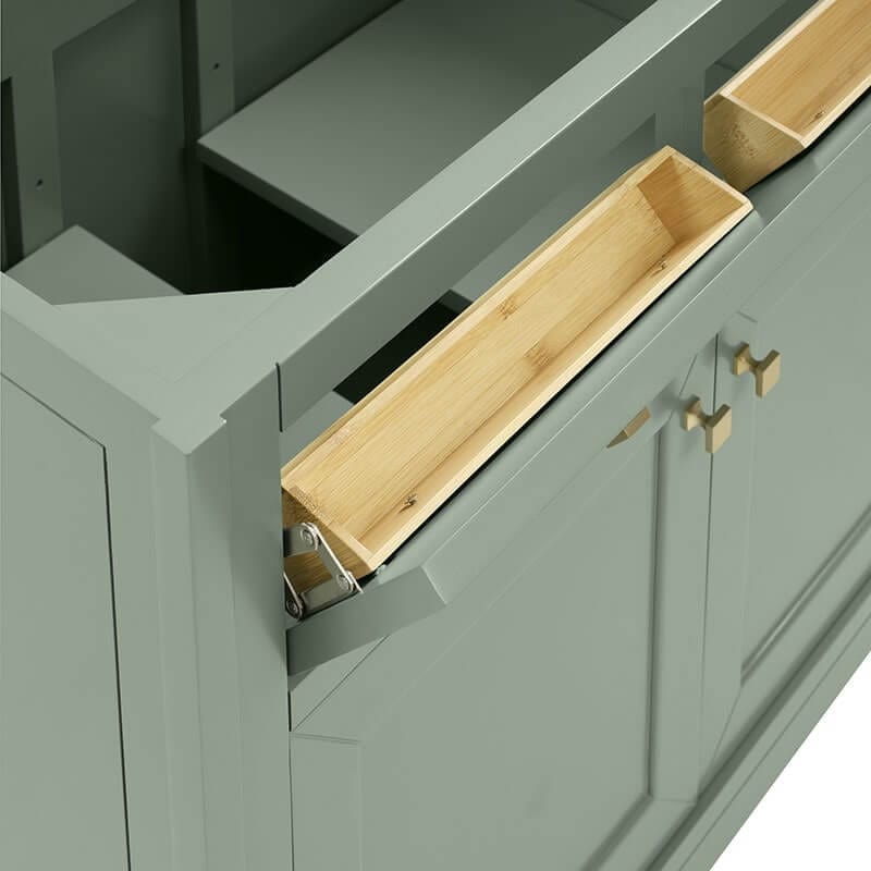 Chicago 36" Single Vanity Smokey Celadon Top Row Tip Out Drawer