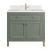 Chicago 36" Single Vanity Smokey Celadon With Single Hole Faucet White Zeus Silestone Top Backsplash