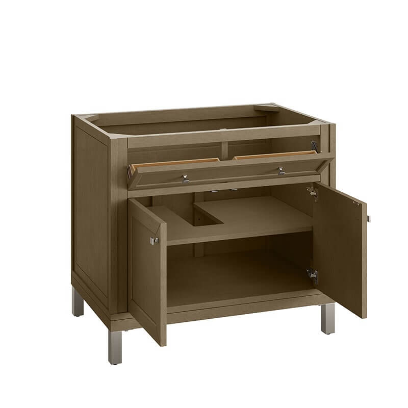 Chicago 36" Single Vanity Walnut Whisper Open Door