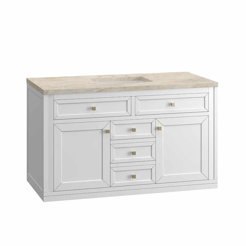 Chicago 48 Inch Single Vanity in Glossy White With Tajnar Eclos Top