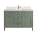 Chicago 48 Inch Single Vanity Smokey Celadon With Single Hole Faucet White Zeus Silestone Top Backsplash