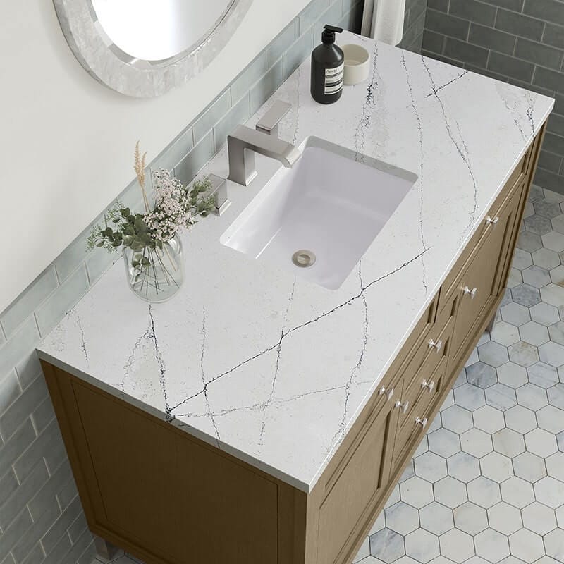 Chicago 48 Inch Single Vanity Walnut Whisper With Ethereal Noctis Silestone-Top