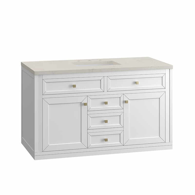Chicago 48" Single Vanity in Glossy White With Siberian Silestone Top