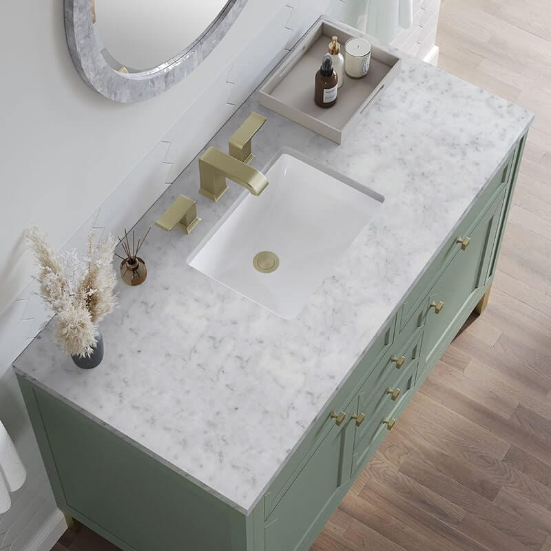 Chicago 48" Single Vanity Smokey Celadon Carrara Marble Top
