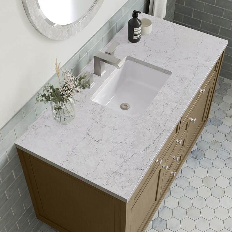 Chicago 48" Single Vanity Walnut Whisper With Eternal Jasmine Pearl Silestone Top