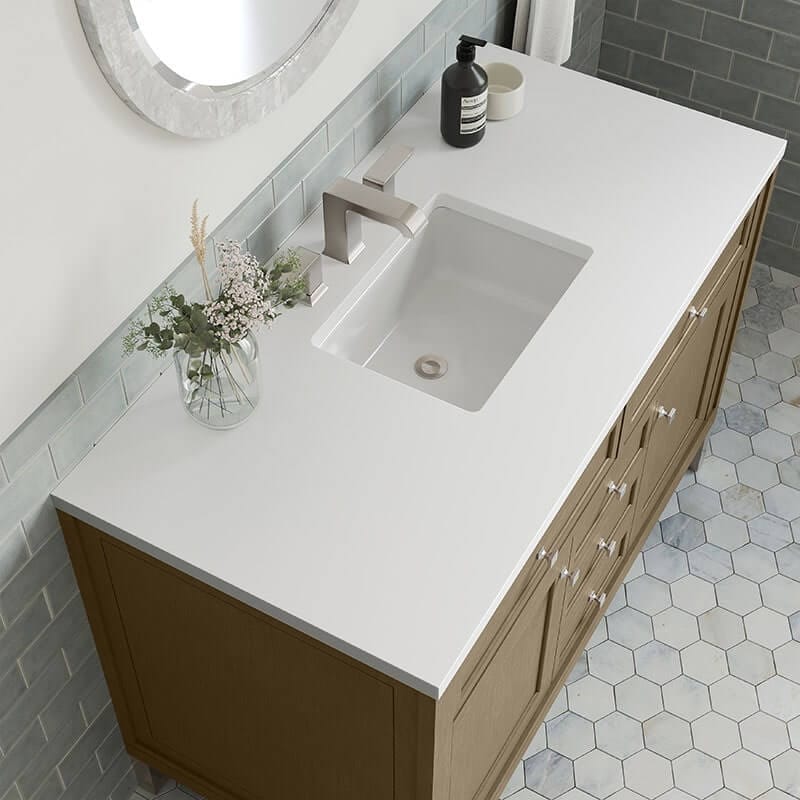 Chicago 48" Single Vanity Walnut Whisper With White Zeus Silestone Top
