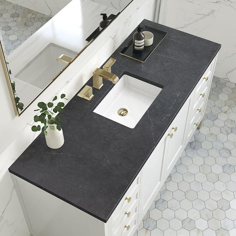 Chicago 60" Double Single Glossy White With Charcoal Soapstone Silestone Top