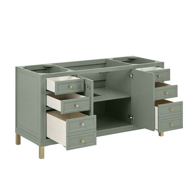 Chicago 60" Double Single Smokey Celadon Corner View Drawer