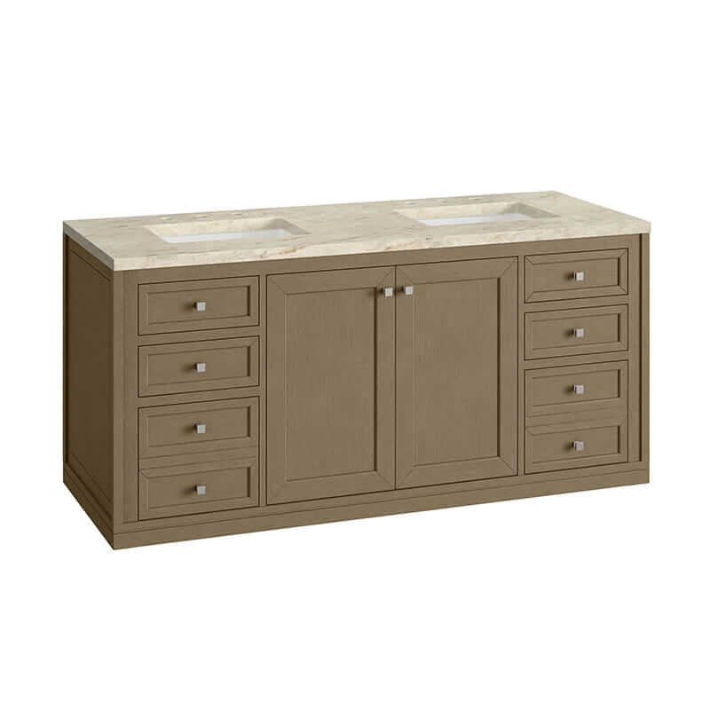 Chicago 60" Double Vanity in Walnut Whisper With Tajnar Eclos Top