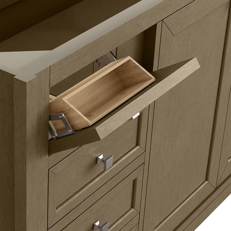 Chicago 60" Double Vanity Whitewashed Walnut Tip Outs Drawers