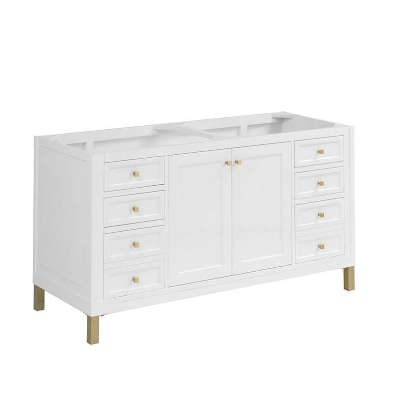 Chicago 60 Inch Double Vanity Glossy White Corner View