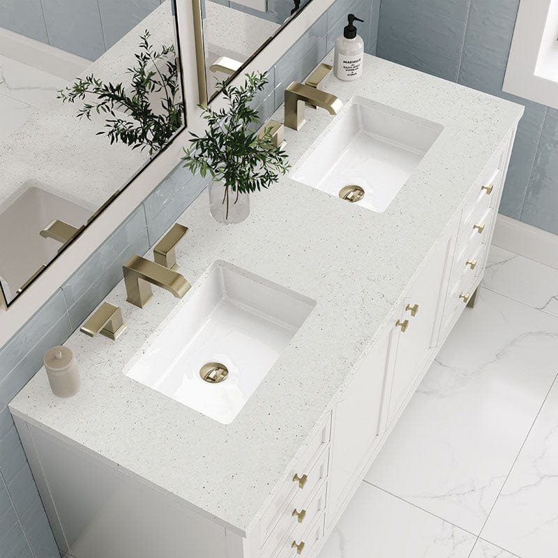 Chicago 60 Inch Double Vanity Glossy White With Lime Delight Silestone Top