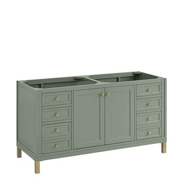 Chicago 60 Inch Double Vanity Smokey Celadon Corner View