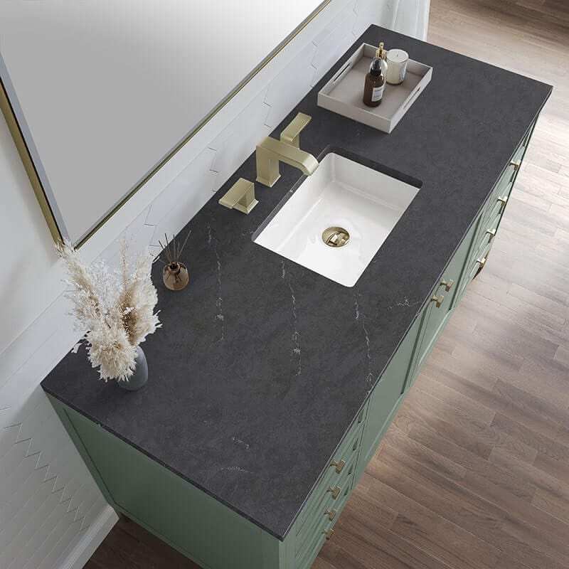 Chicago 60 Inch Single Vanity Smokey Celadon With Charcoal Soapstone Silestone Top
